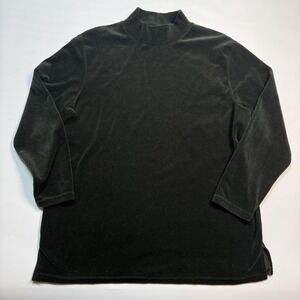 Urban Works Tunic Top Womens Large Green Velour Mock Neck Long Sleeve Pullover